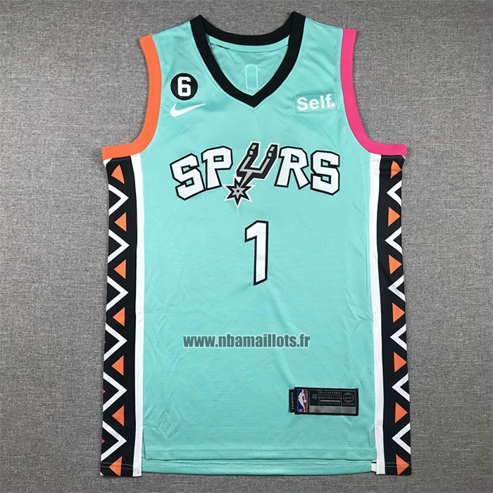 Maillot San Antonio Spurs Victor Wembanyama NO 1 Ville 2022-23 Vert